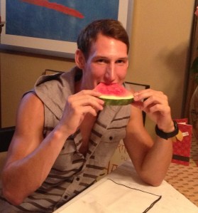 Florian enjoying fresh summer watermelon!